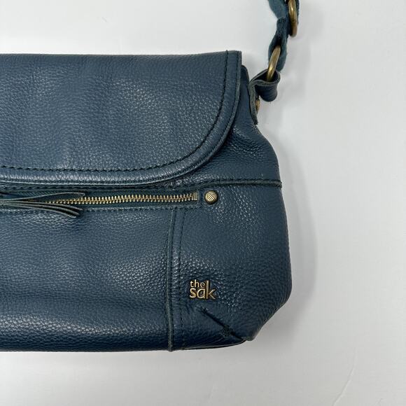 The Sak Women's One Size Carson Leather Shoulder Bag Buckle Straps Blue *READ - Picture 2 of 8